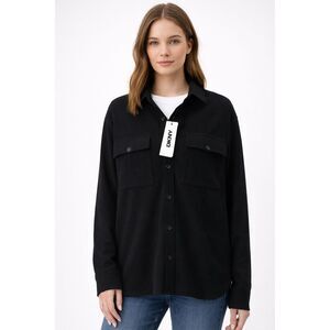 DKNY Black Waffle Knit Button-Up Shirt – Size Small (NWT)